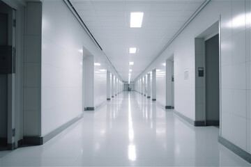 long white hospital corridor. AI generated content