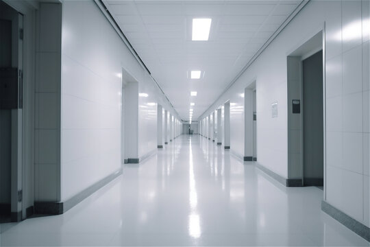 long white hospital corridor. AI generated content
