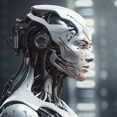 Surreal artificial intelligence robot, AI generated rendering