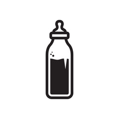 Title: Milk bottle vector icon. Natural milk flat sign design. Milk symbol pictogram. UX UI icon