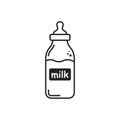 Title: Milk bottle vector icon. Natural milk flat sign design. Milk symbol pictogram. UX UI icon