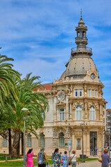 Fototapeta na wymiar Spain, Cartagena - April 30, 2023: View of the Palace of the Town Hall
