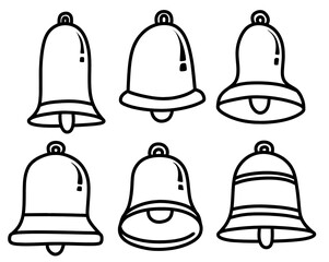 Hand drawn bell. Simple vector icon set.