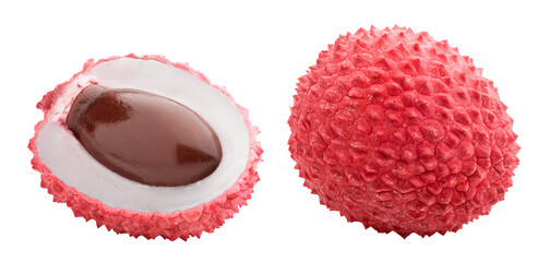 Lychee isolated on white background, full depth of field