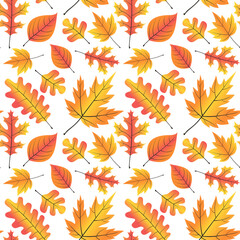 Fall Autumn Leaves Seamless Pattern