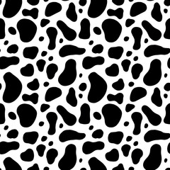 Black Spots Cow Print Seamless Pattern