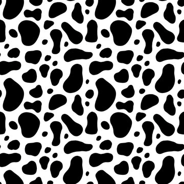 Black Spots Cow Print Seamless Pattern