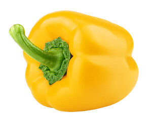 sweet yellow pepper, paprika, isolated on white background, full depth of field