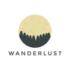 moon and tree badge  wanderlust logo design