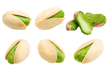 pistachio isolated on white background, full depth of field