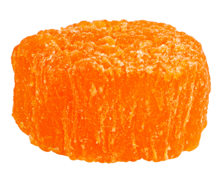 candied fruit, multicolored pineapple, isolated on white background, full depth of field