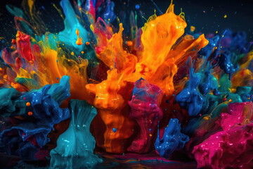 Splash of multicolored bright paints.