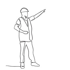 one line drawing engineer building
Construction supervision vector illustration is simple. hand-drawn illustration about the occupation.