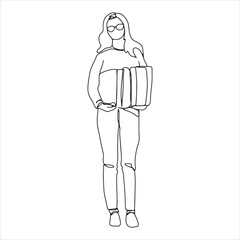 one line art friends group students education boys and girls university and college life education hand drawn illustration vector