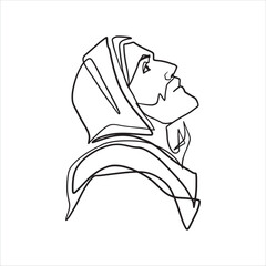 Continuous line drawing of Jesus Christ vector illustration of Bible words