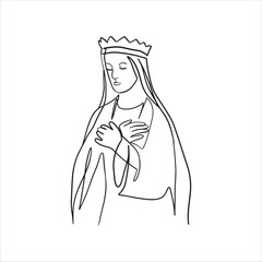 Continuous line, one-line, Mother Mary prayer, Christianity, Biblical scripture