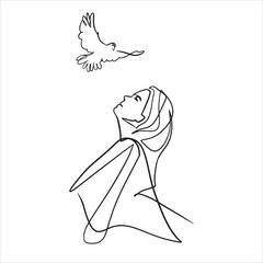 Continuous line drawing of Jesus Christ vector illustration of Bible words