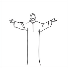 Continuous line drawing of Jesus Christ vector illustration of Bible words