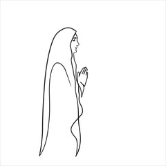 Continuous line, one-line, Mother Mary prayer, Christianity, Biblical scripture