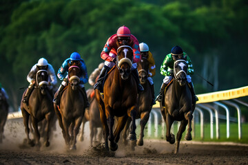 A group of men riding on the backs of horses