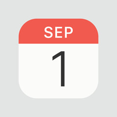 September 1 icon isolated on background. Calendar symbol modern, simple, vector, icon for website design, mobile app, ui. Vector Illustration