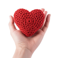 Fototapeta premium Hand Holding Heart Crochet Isolated on Transparent Background - Generative AI 