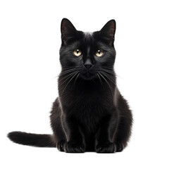 Black Cat Isolated on Transparent Background - Generative AI
