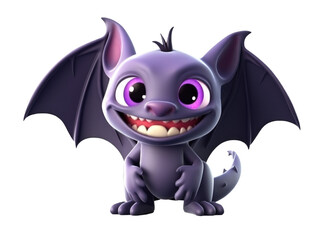 Fototapeta premium Cute Small Bat 3D Cartoon Style Isolated on Transparent Background - Generative AI 