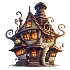 Obraz premium Monster House Illustration Style Isolated on Transparent Background - Generative AI 