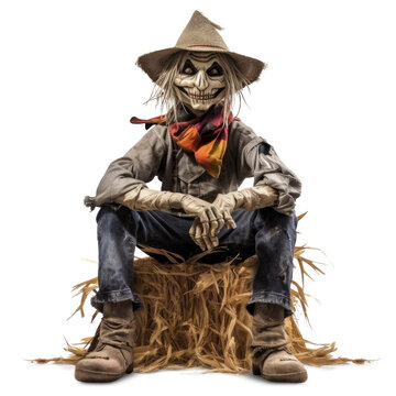 recommend clip art: Scarecrow Sitting on Hay Isolated on Transparent Background - Generative AI
                    