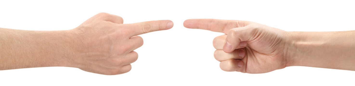 Hands pointing at each other, cut out