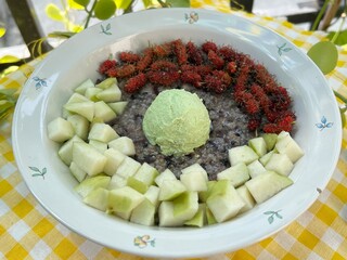 Oat over night milk with green tea Greek yogurt with  guava and mulberry