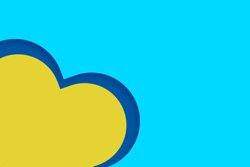 Heart in blue and yellow on a blue background. illustration