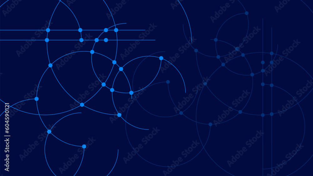 Wall mural abstract lines and circle futuristic data network or digital communication technology concept backgr