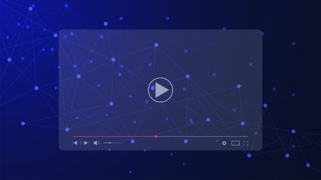 Video streaming with dots and lines connection. Internet technology for landing page and web background design