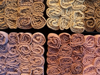 closeup of colorful headscarves 