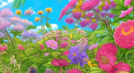 Fototapeta na wymiar Colorful flower in the garden. AI generated Illustration