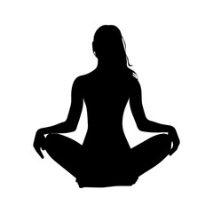 Vector illustration. Silhouette of a woman doing yoga. Healthy lifestyle.