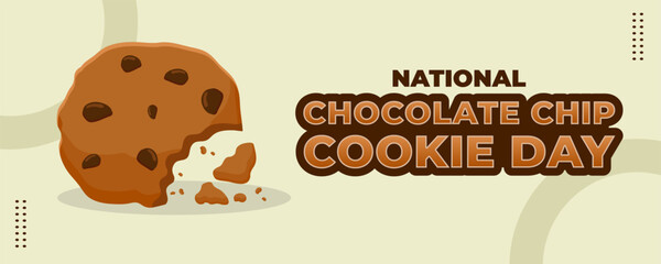 National Chocolate Chip Cookie Day on 04 August Banner Background. Horizontal Banner Template Design. Vector Illustration