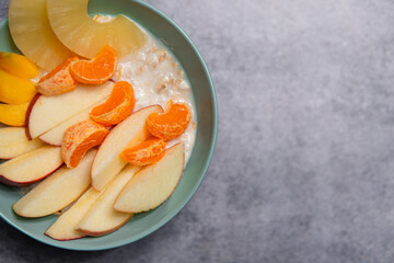 Healthy oatmeal with fruit. Fit wholesome breakfast