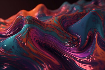 Fototapeta na wymiar Abstract fluid iridescent holographic neon curved wave in motion colorful background 3d render style. Abstract and very minimalistic style. Generative AI