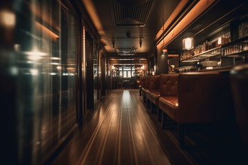 Fototapeta na wymiar Blur image background of corridor in bar and lounge image, Generative AI