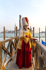 Gorgeous image of carnival masks in Riva degli Schiavoni, Venice