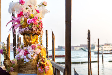 Gorgeous image of carnival masks in Riva degli Schiavoni, Venice