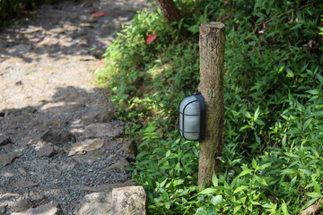 the concept of using garden lights that blend with nature