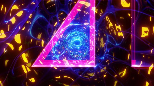 Five seconds Countdown timer with abstract Sci fi tunnel science technology animation background. Five to zero count down art effect counting timer abstract background.