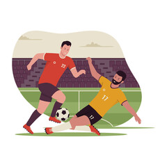 Flat design of Soccer players in duel football player2. Illustration for website, landing page, mobile app, poster and banner. Trendy flat vector illustration
