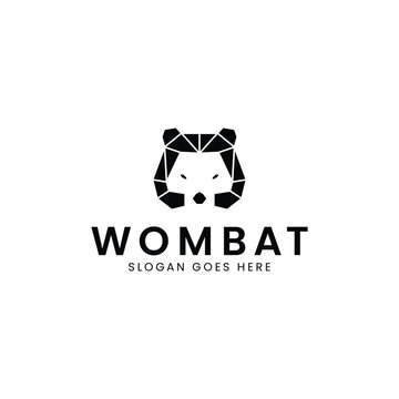 design a modern and minimalist logo head wombat geometric