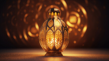 islamic golden lantern on dark background, eid mubarak, Eid al Adha, AI Generated Generative AI - obrazy, fototapety, plakaty