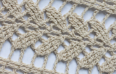a fragment of a pattern of leavis, crocheted,handmade